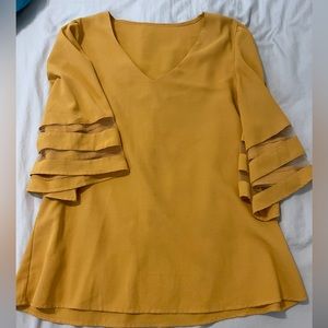 Mustard flare sleeve blouse